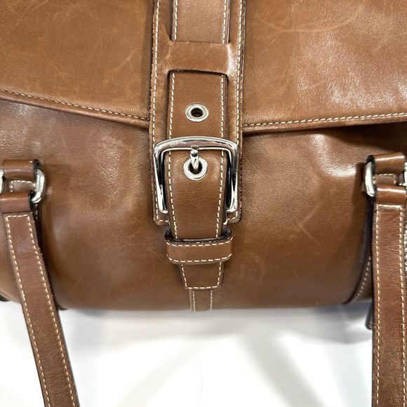 Vintage Coach Leather Hampton Satchel Hobo Handbag Brown - Picture 4 of 12